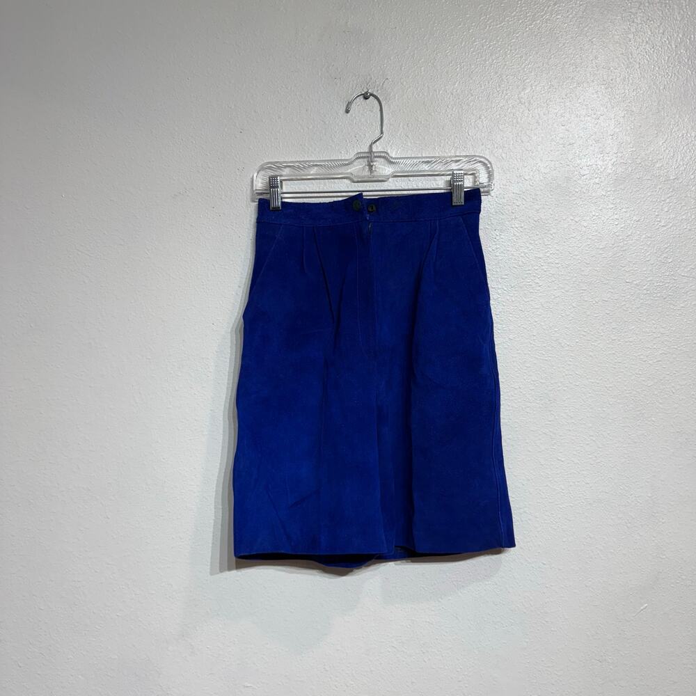 Fashion House Blue Suede Leather Vintage Shorts Sz 6